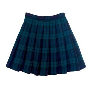 COLLECTIBLE GOLD By Georgio Sari Argelo 100% Purr Wool Pleated Black Green Skirt